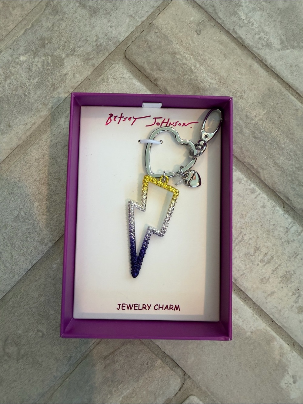 Betsey Johnson Crystal Lightning Bolt Bag Charm Keychain